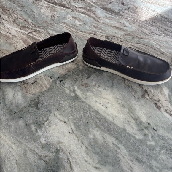 OluKai Dark Brown Leather Boat Shoes - Picture 3 of 5
